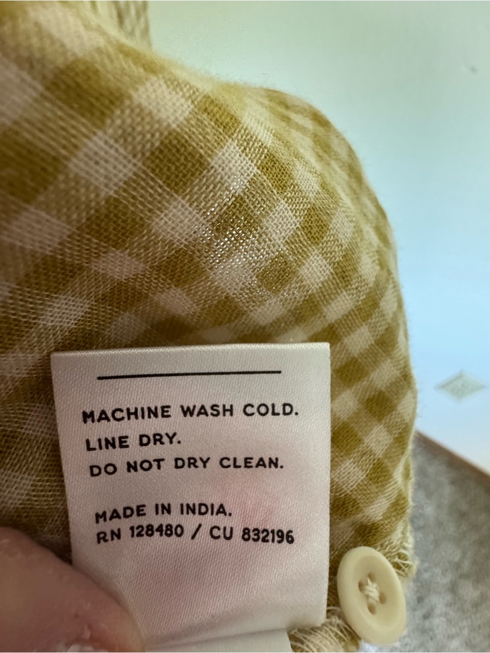 Pact 100% Organic Cotton Double Gauze Yellow Gingham Button-Front Midi Dress - Picture 9 of 10